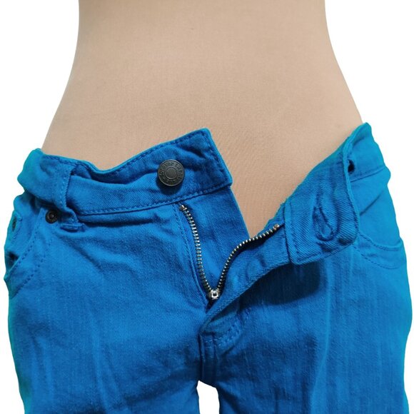 Forever 21 Women Jeans Straight Cut Y2K Statement Denim Retro Bright Blue Sz 30 - Picture 2 of 8